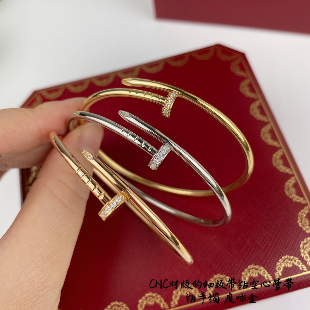 ca*t*er thin version with Di*m*nd hollow tube nail bracelet