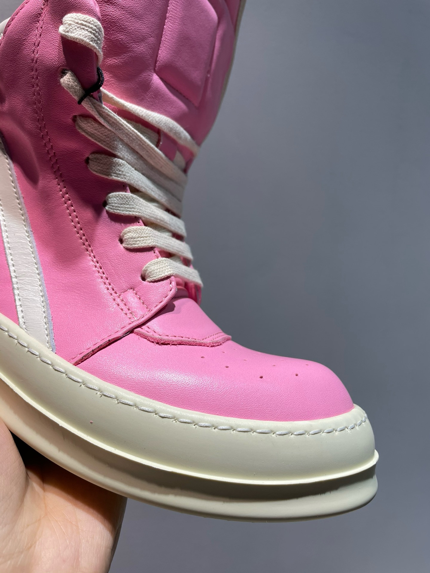 r1ck 0wens geobasket high-top leather pink sneakers