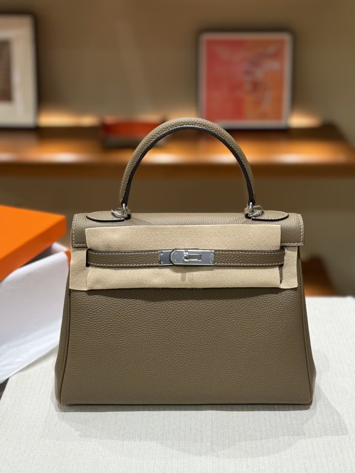 H**mes Kelly Silver-tone Hardware 25 28