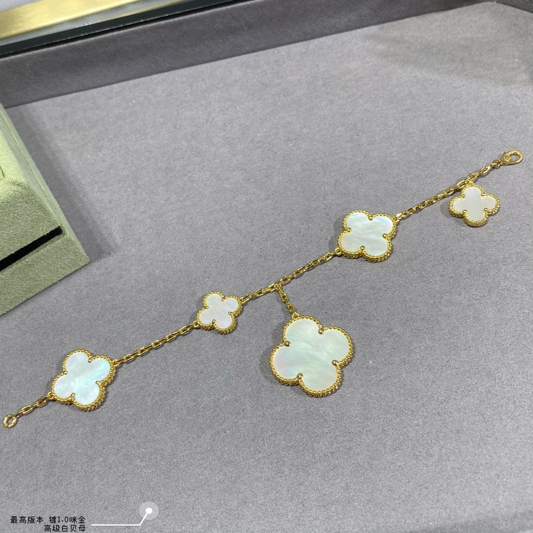 v*n cl*f & arpels preM1vm white fritillaria five flower bracelet
