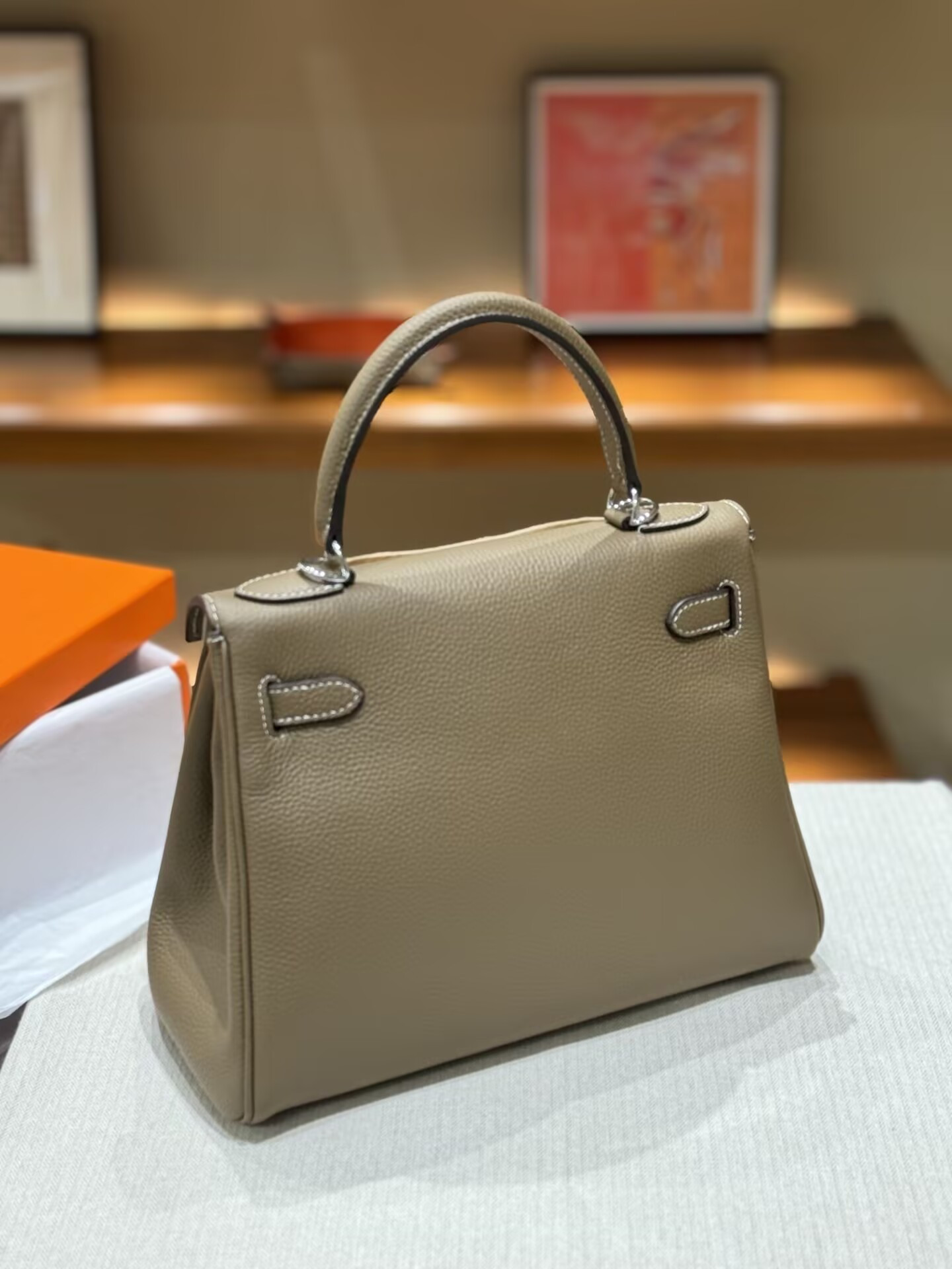 H**mes Kelly Silver-tone Hardware 25 28