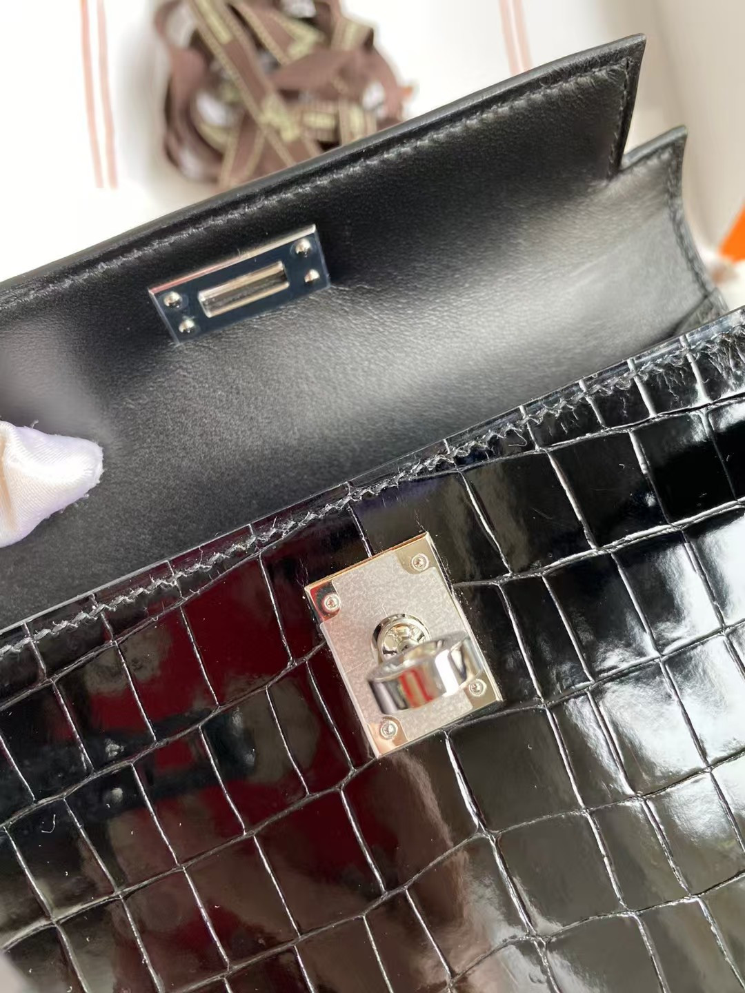 h**me5 mini kelly 19 19×6×12cm real alligator leather with the alligator stamp (cusT0mized, no exchange no return, about 20 days)
