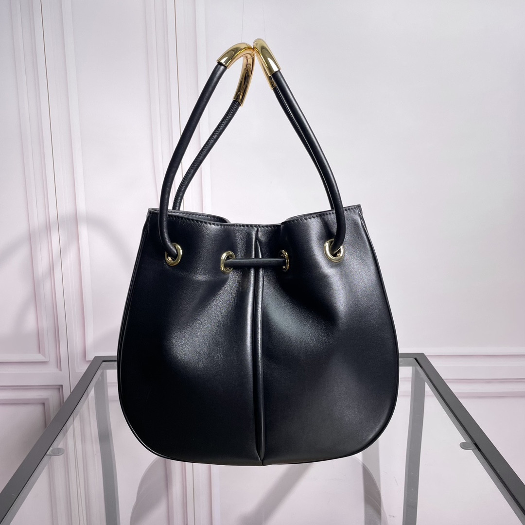 medium D*or nolita bag black calfskin 11 x 10 x 2 inches