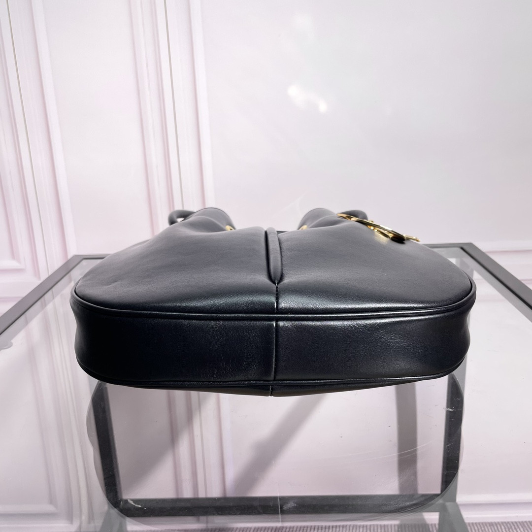 medium D*or nolita bag black calfskin 11 x 10 x 2 inches