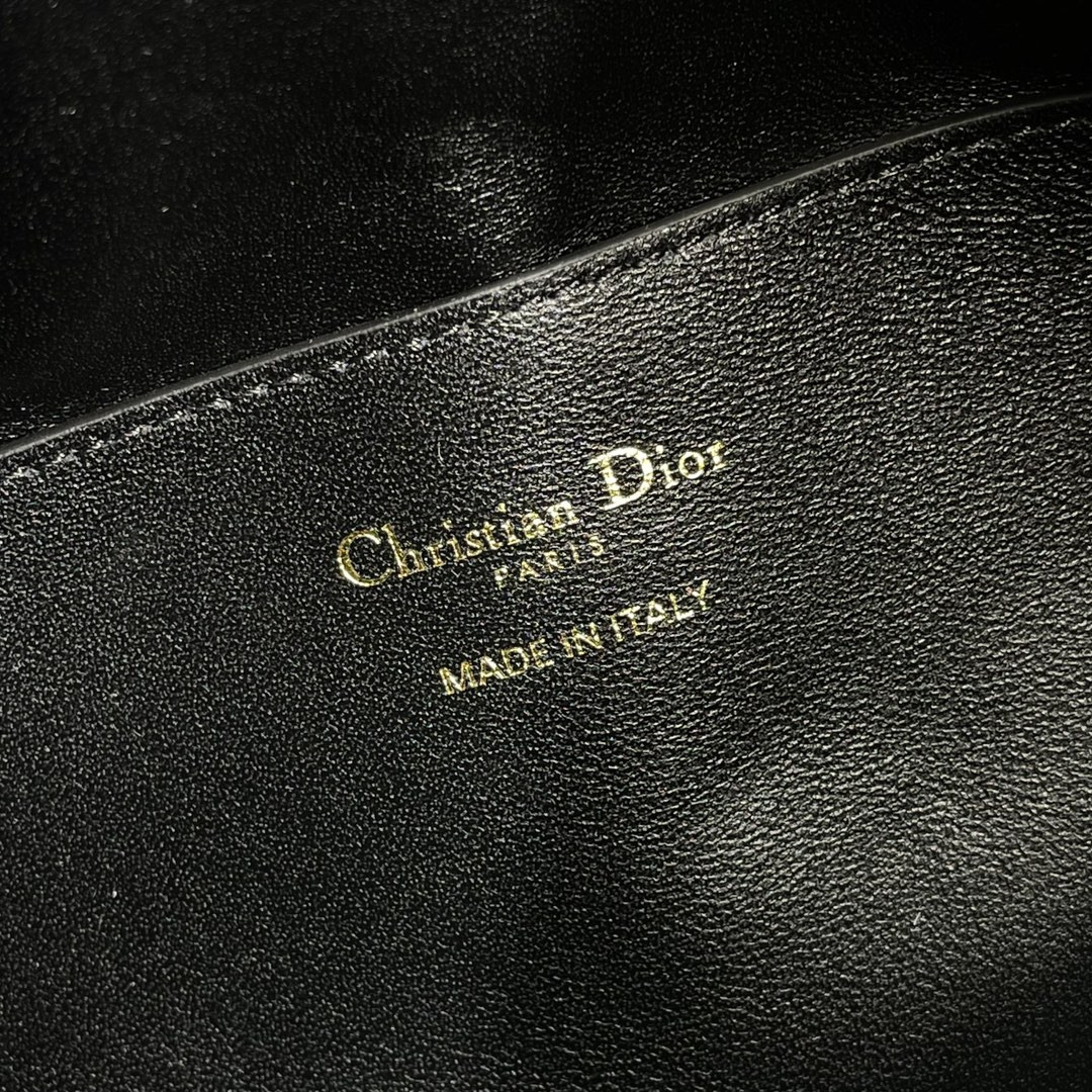 medium D*or nolita bag black calfskin 11 x 10 x 2 inches