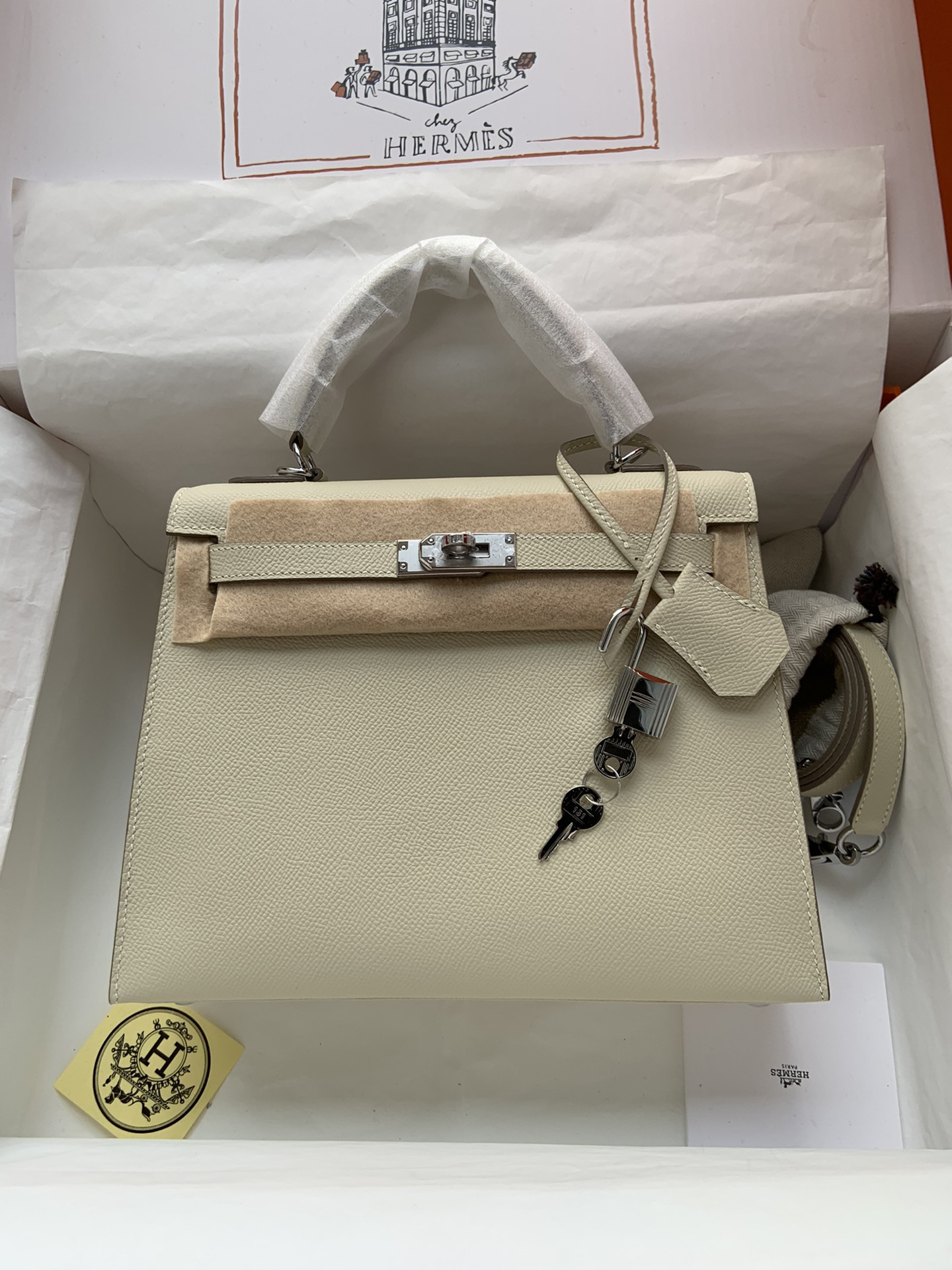 H**mes Kelly Silver-tone Hardware 25 28