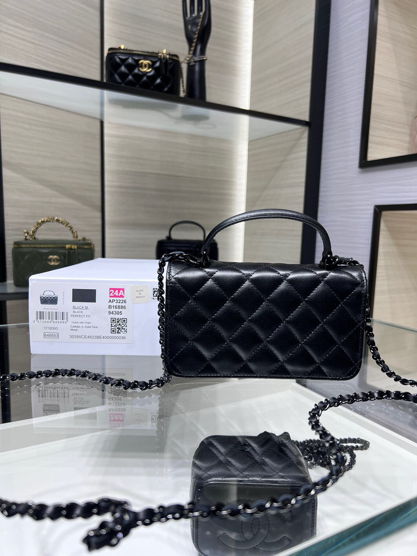 Ch**el classic handbag with top handle 17x9x3cm