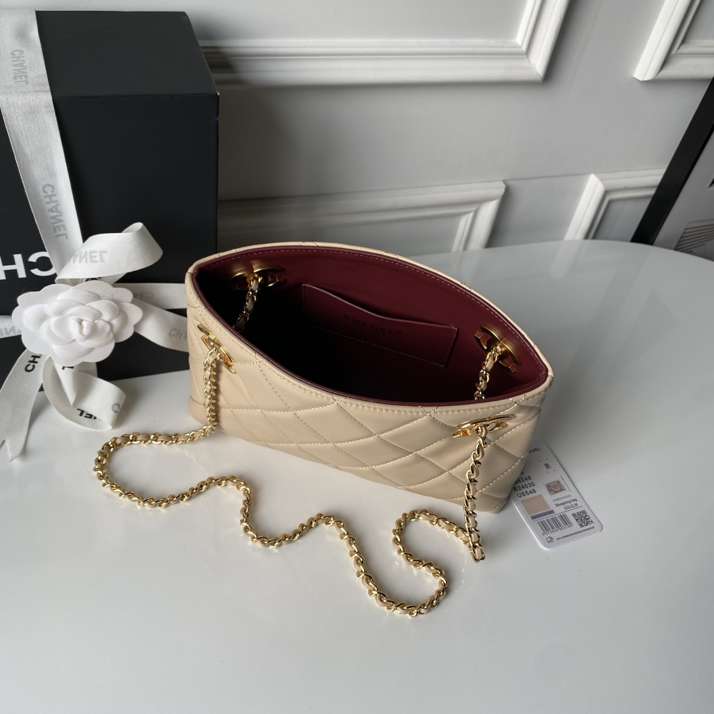Ch**el chain shopping tote bag as6248 24.5x16x7.5cm
