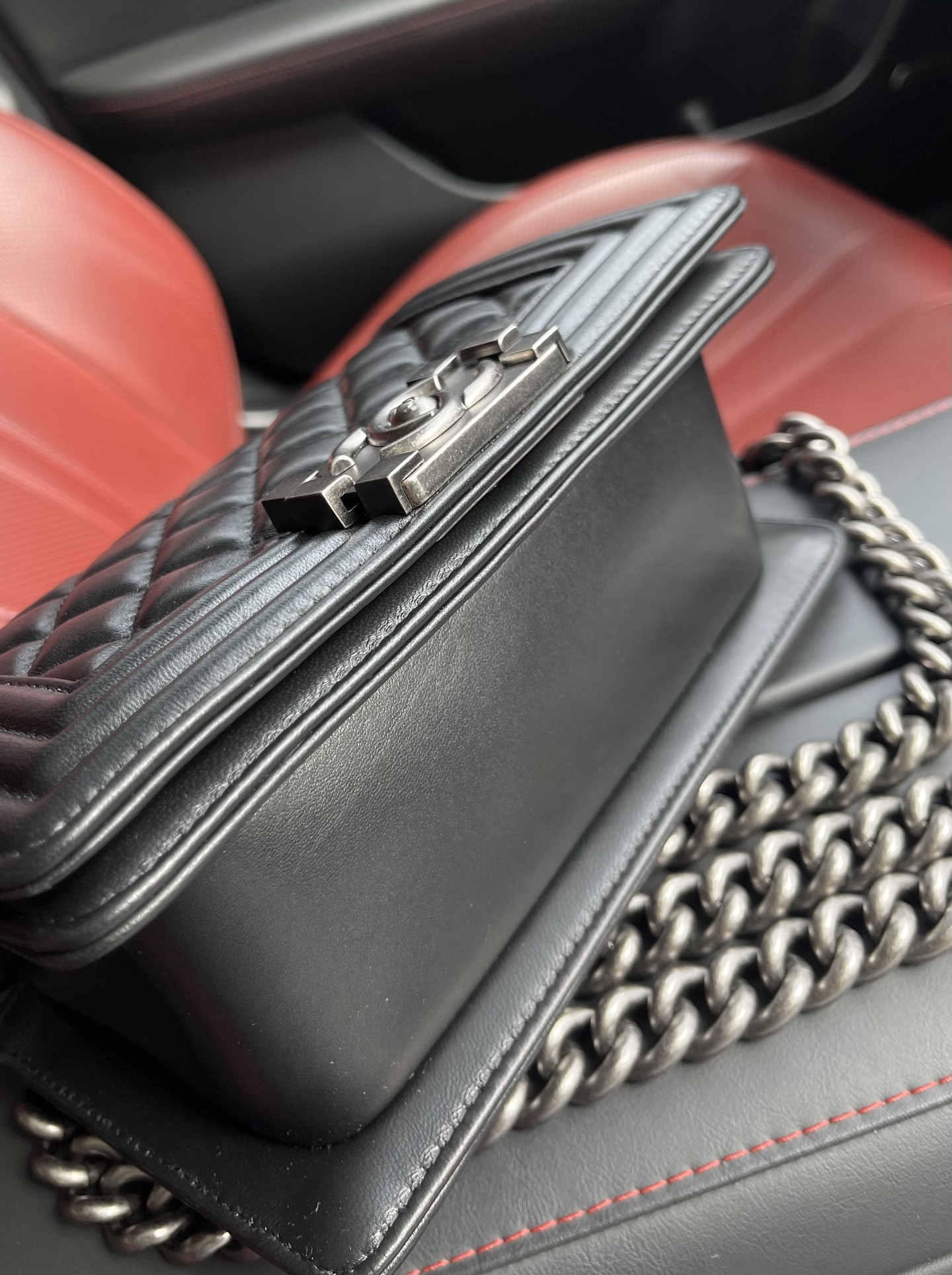 Ch**el small boy handbag a67085 12x20.5x8.5cm