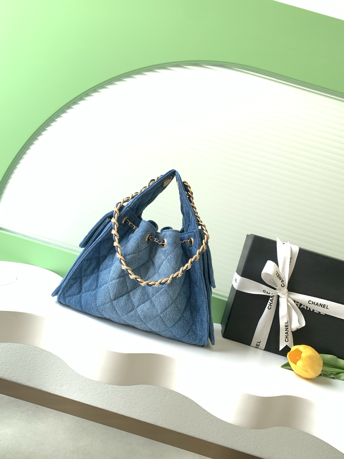 Ch**el 25 small bucket hobo handbag as5293 30x26x14cm
