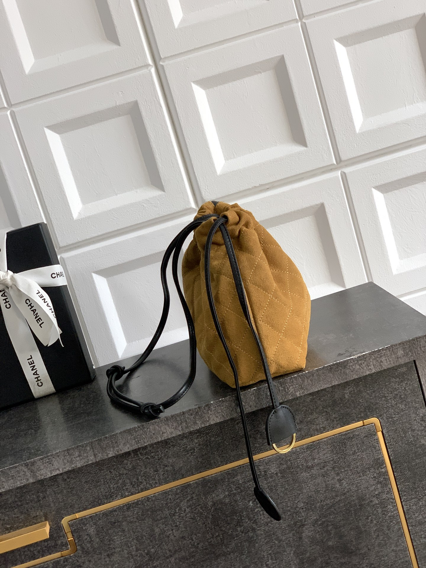 Ch**el clutch with leather strap ap5227 17x22x8cm