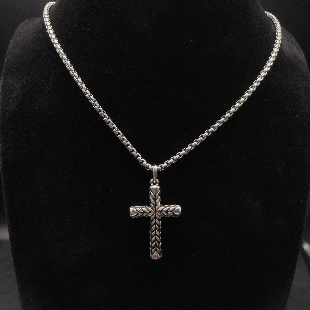 dau1d Yvrm*n cross necklace(chain length 50+5cm delay chain chain thickness 3mm)