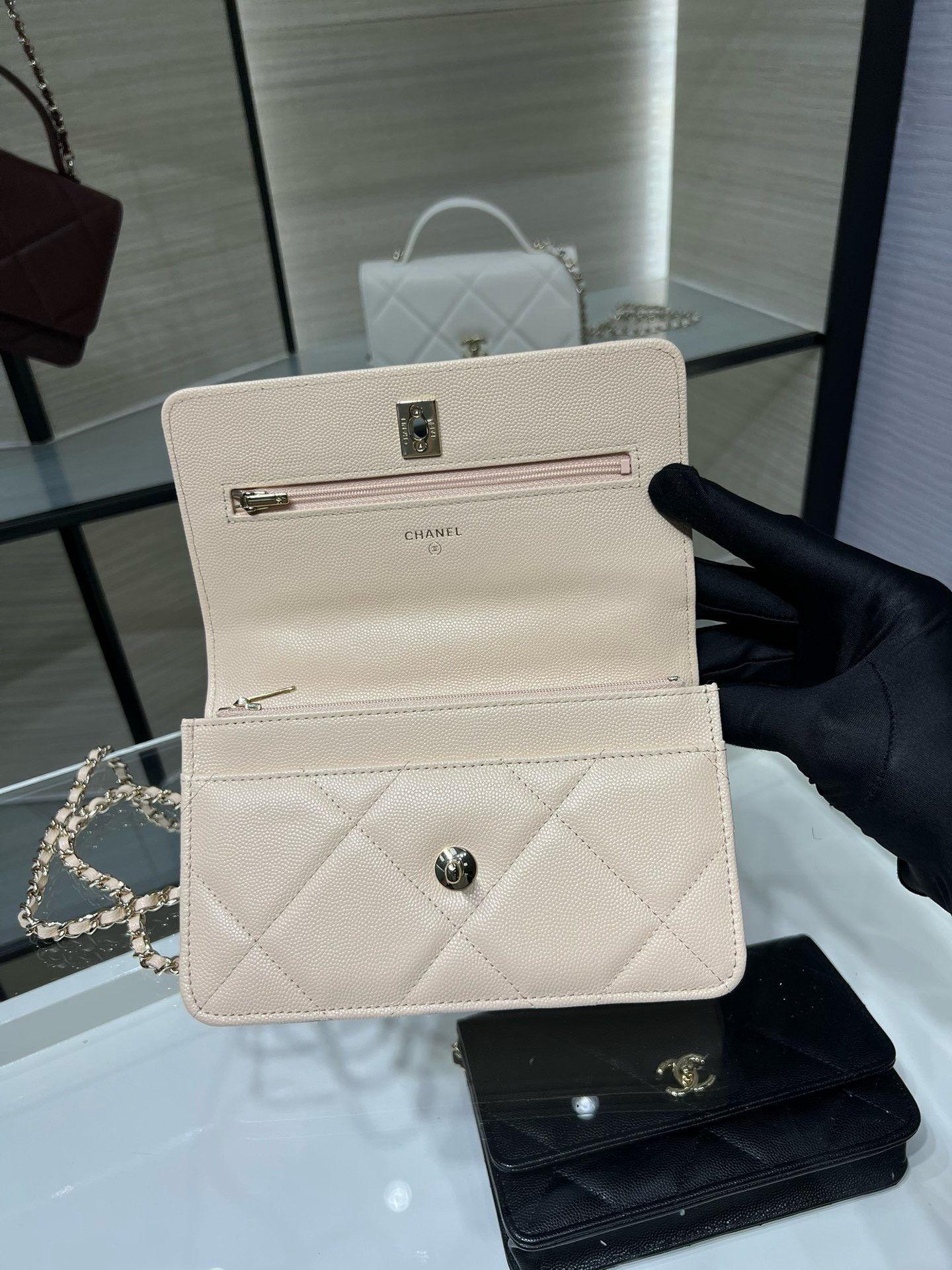 Ch**el flap bag with top handle 19x12x3.5cm