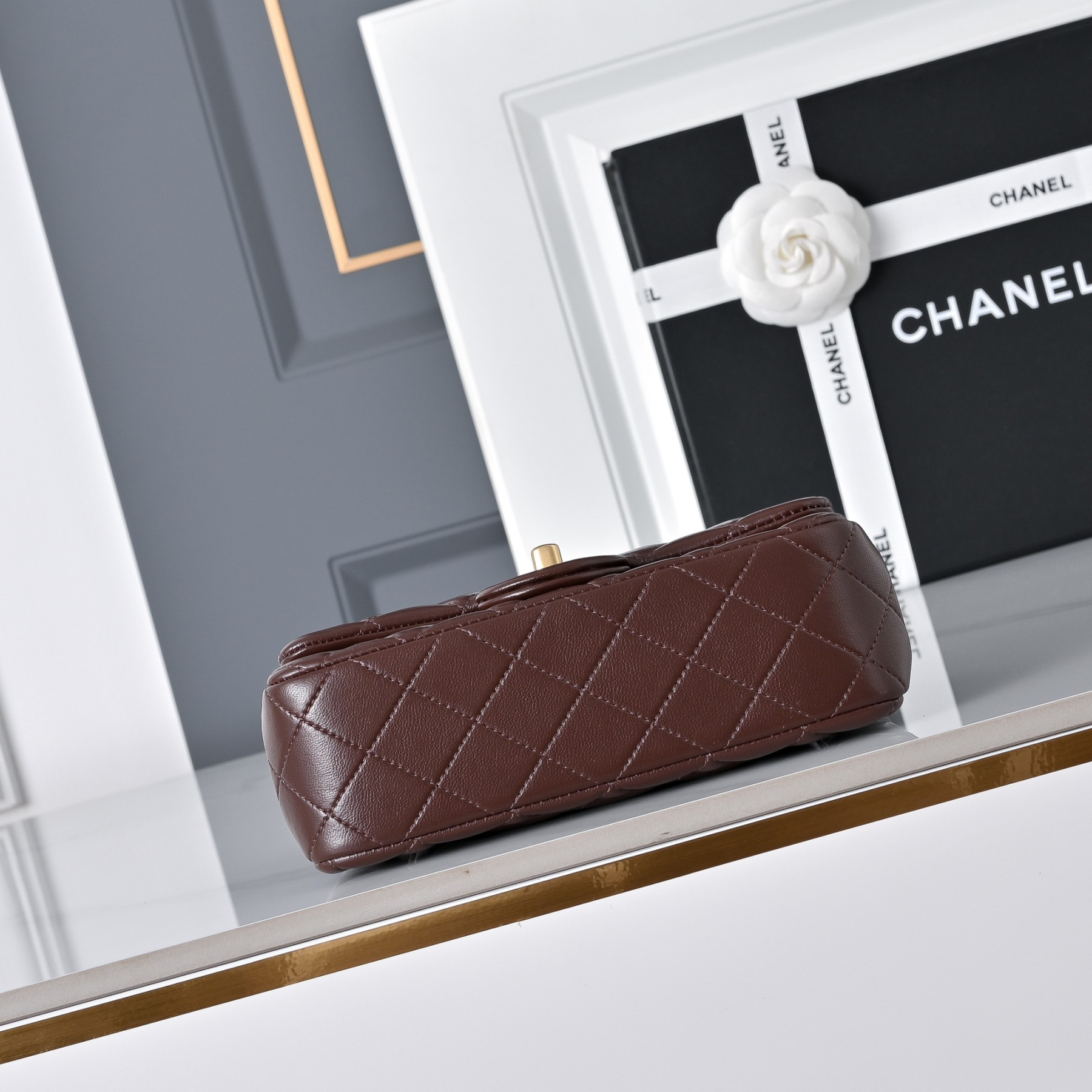 Ch**el flap bag brown as1787 20x13x7cm