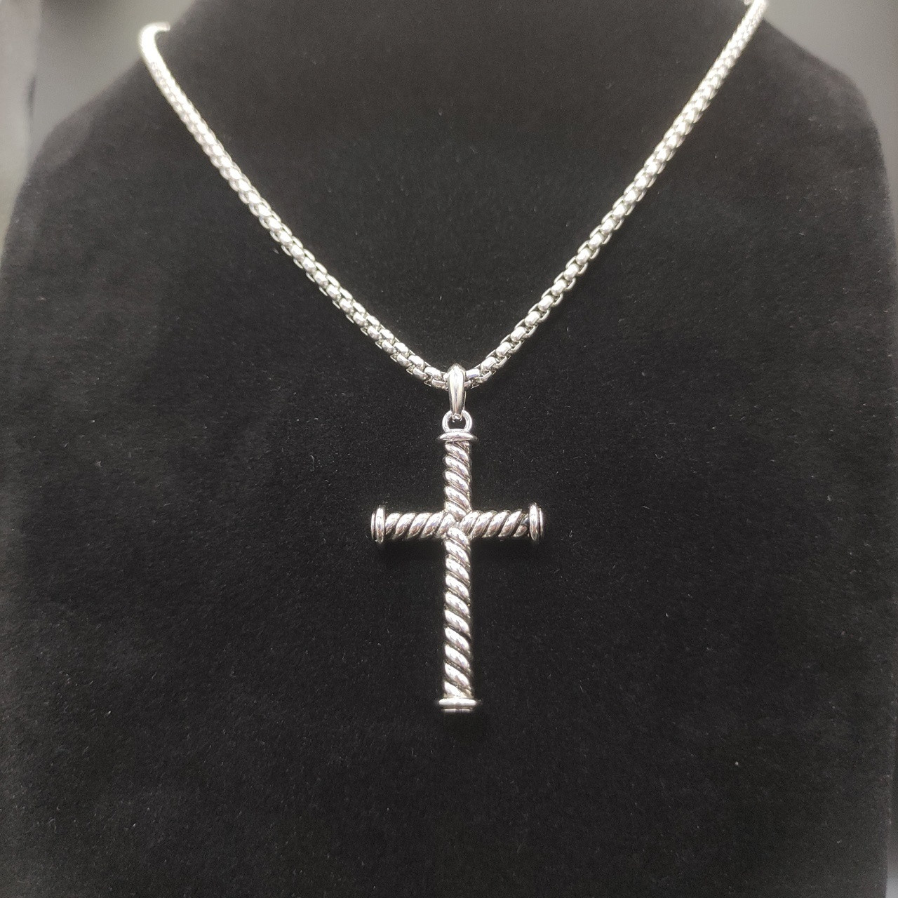 dau1d Yvrm*n cross necklace(chain length 50+5cm delay chain chain thickness 3mm)