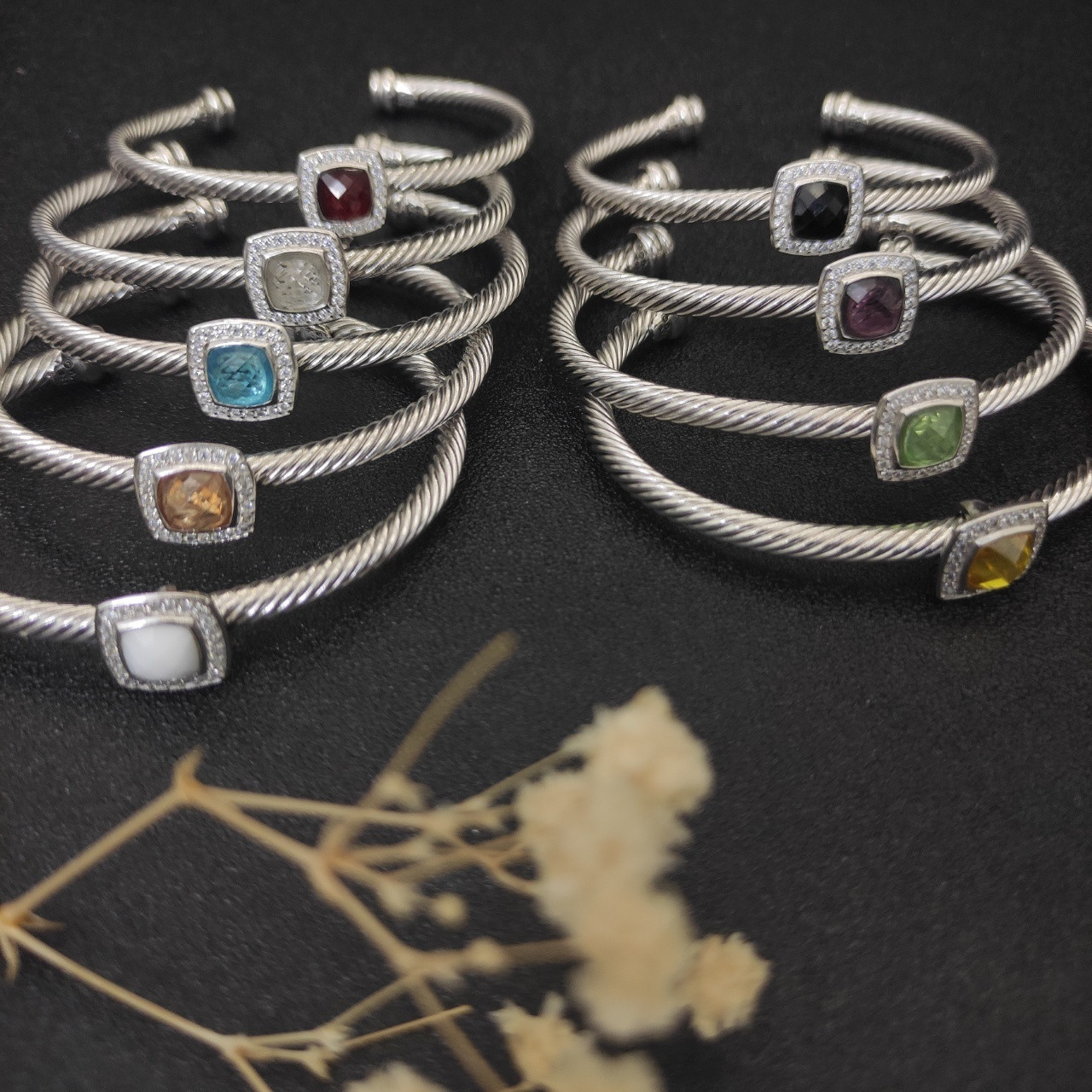 dau1d Yvrm*n 4mm square d1am0nd bracelet (wrist circumference 15-20cm)