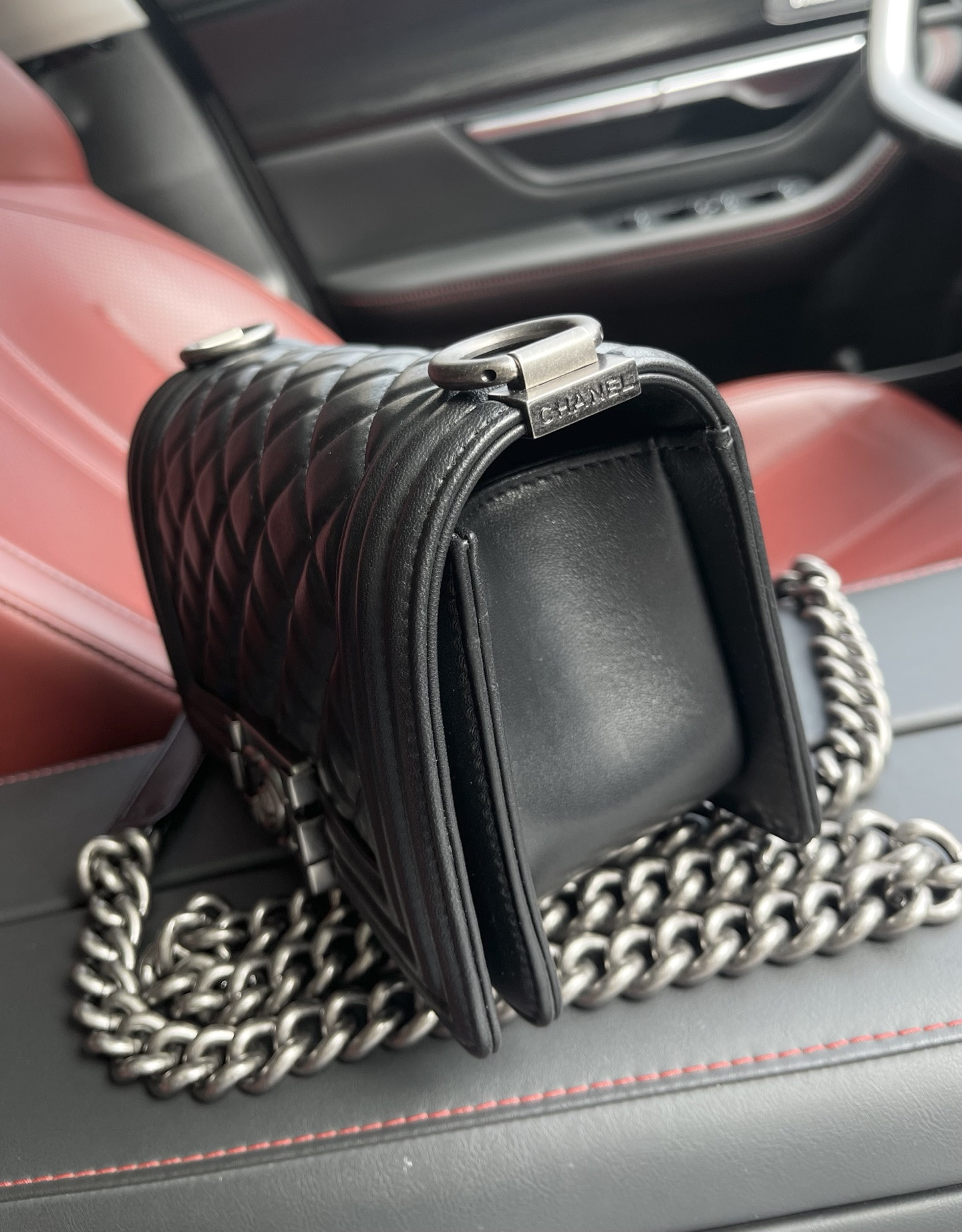 Ch**el small boy handbag a67085 12x20.5x8.5cm