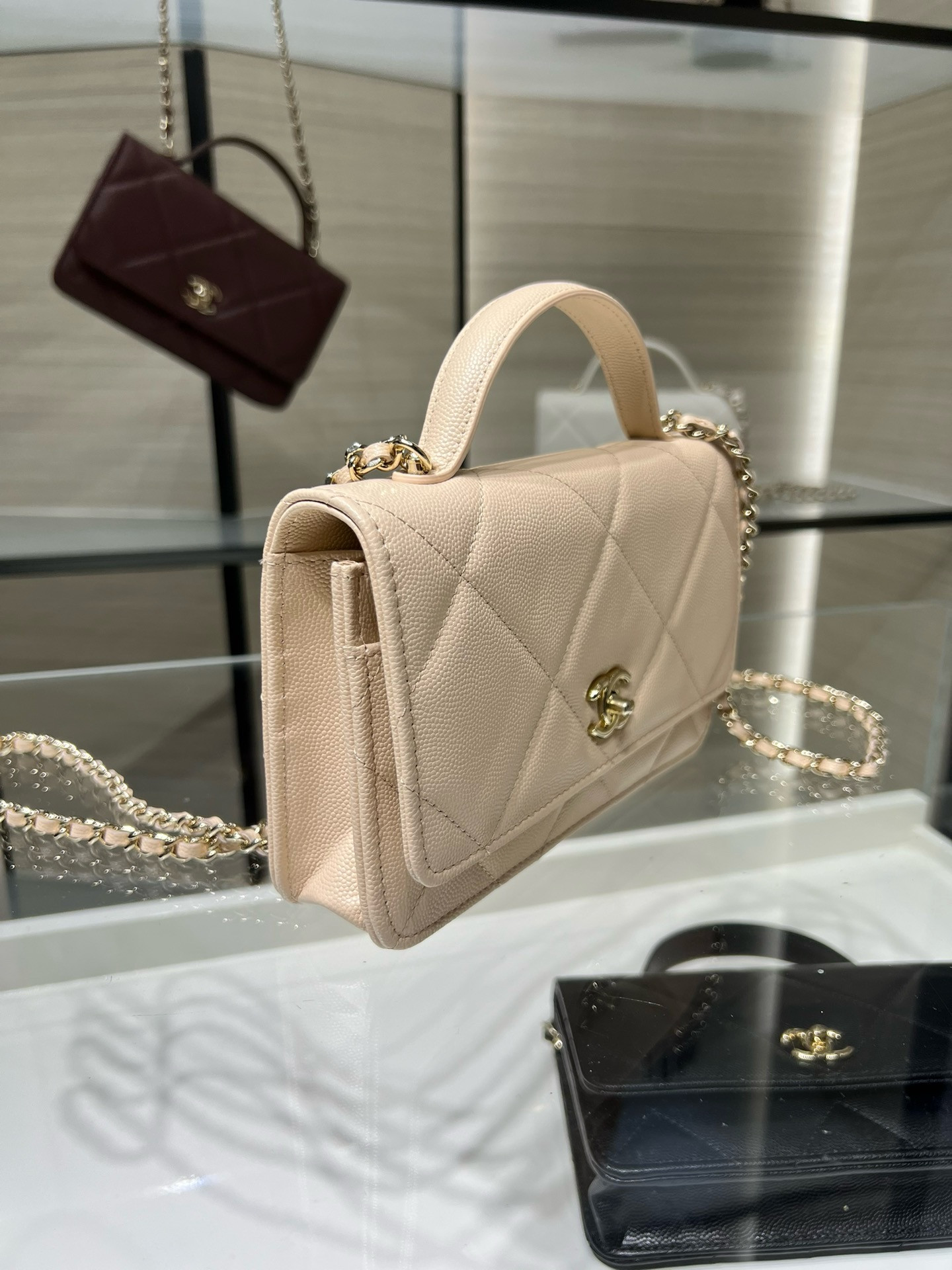 Ch**el flap bag with top handle 19x12x3.5cm
