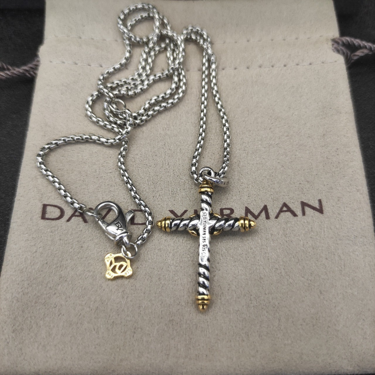 dau1d Yvrm*n cross necklace(chain length 45+5cm delay chain chain thickness 2mm)