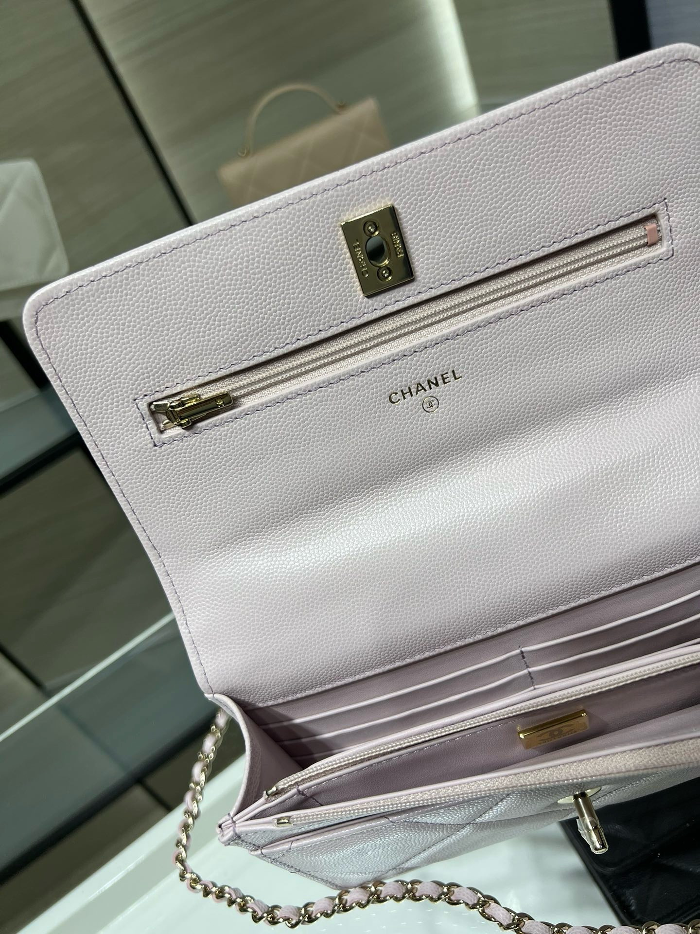 Ch**el flap bag with top handle 19x12x3.5cm