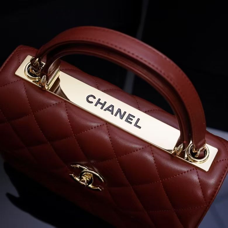 Ch**el flap bag with top handle 17x25x12cm