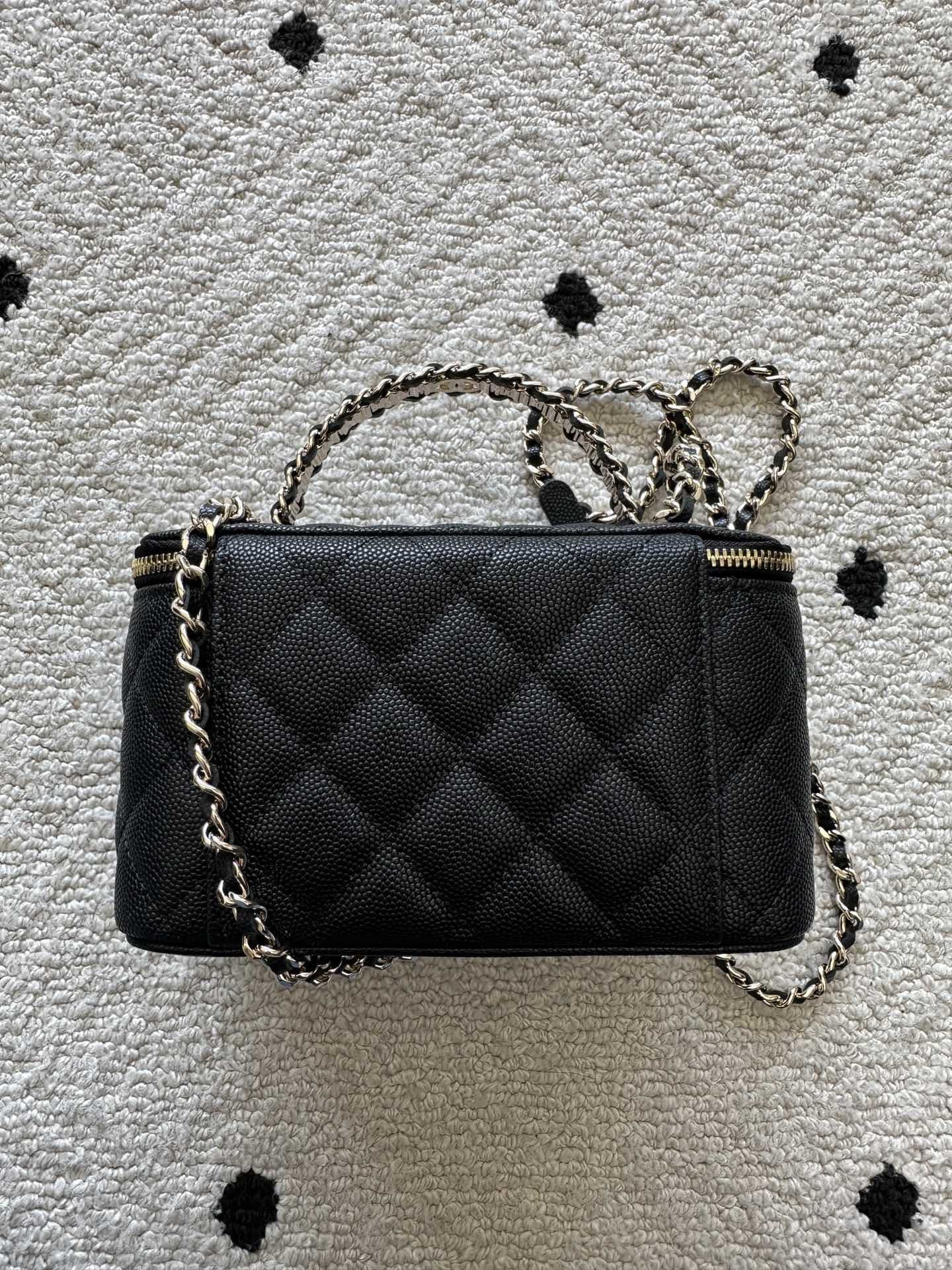 Ch**el classic vanity with chain handbag as4940 17x9.5x8cm