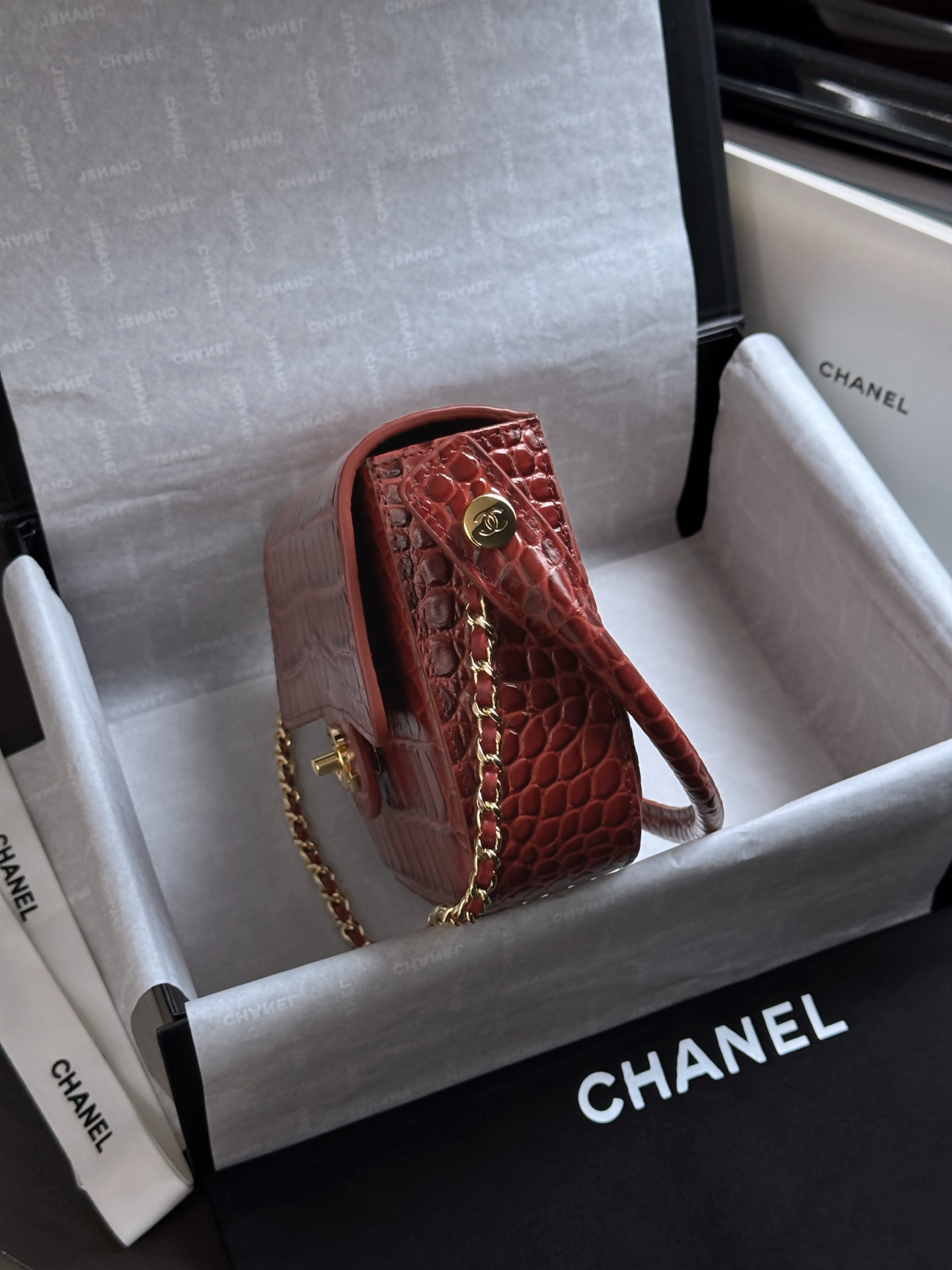 Ch**el mini flap bag with handle as6424 14.5x19.5x5cm