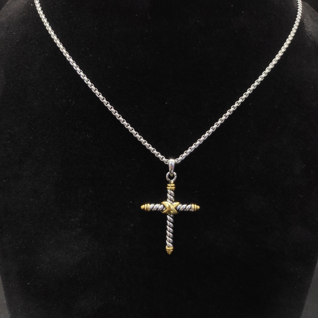 dau1d Yvrm*n cross necklace(chain length 45+5cm delay chain chain thickness 2mm)