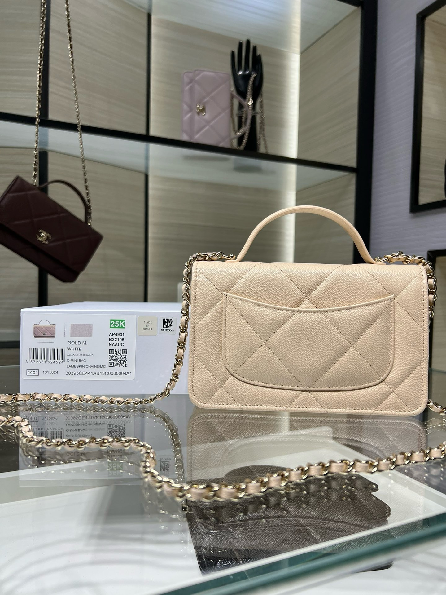 Ch**el flap bag with top handle 19x12x3.5cm