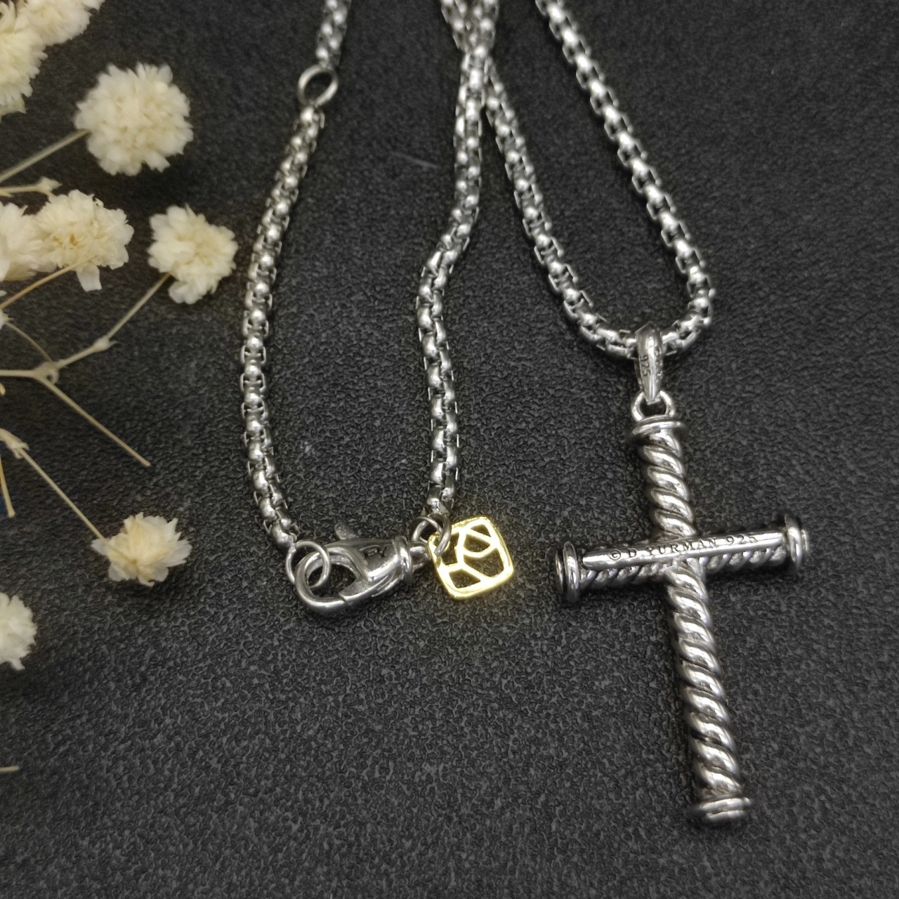 dau1d Yvrm*n cross necklace(chain length 50+5cm delay chain chain thickness 3mm)