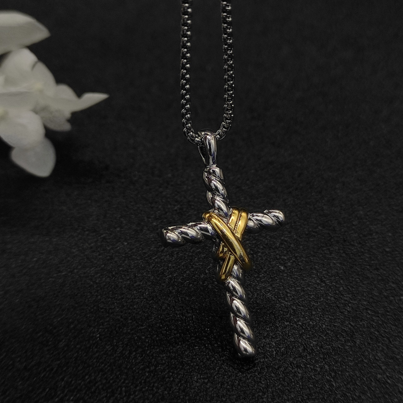 dau1d Yvrm*n cross necklace(chain length 45+5cm delay chain chain thickness 2mm)