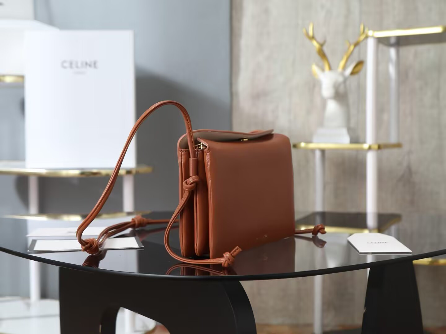 Ce1i*e trio flap in smooth lambskin 22.5x13x3.5cm