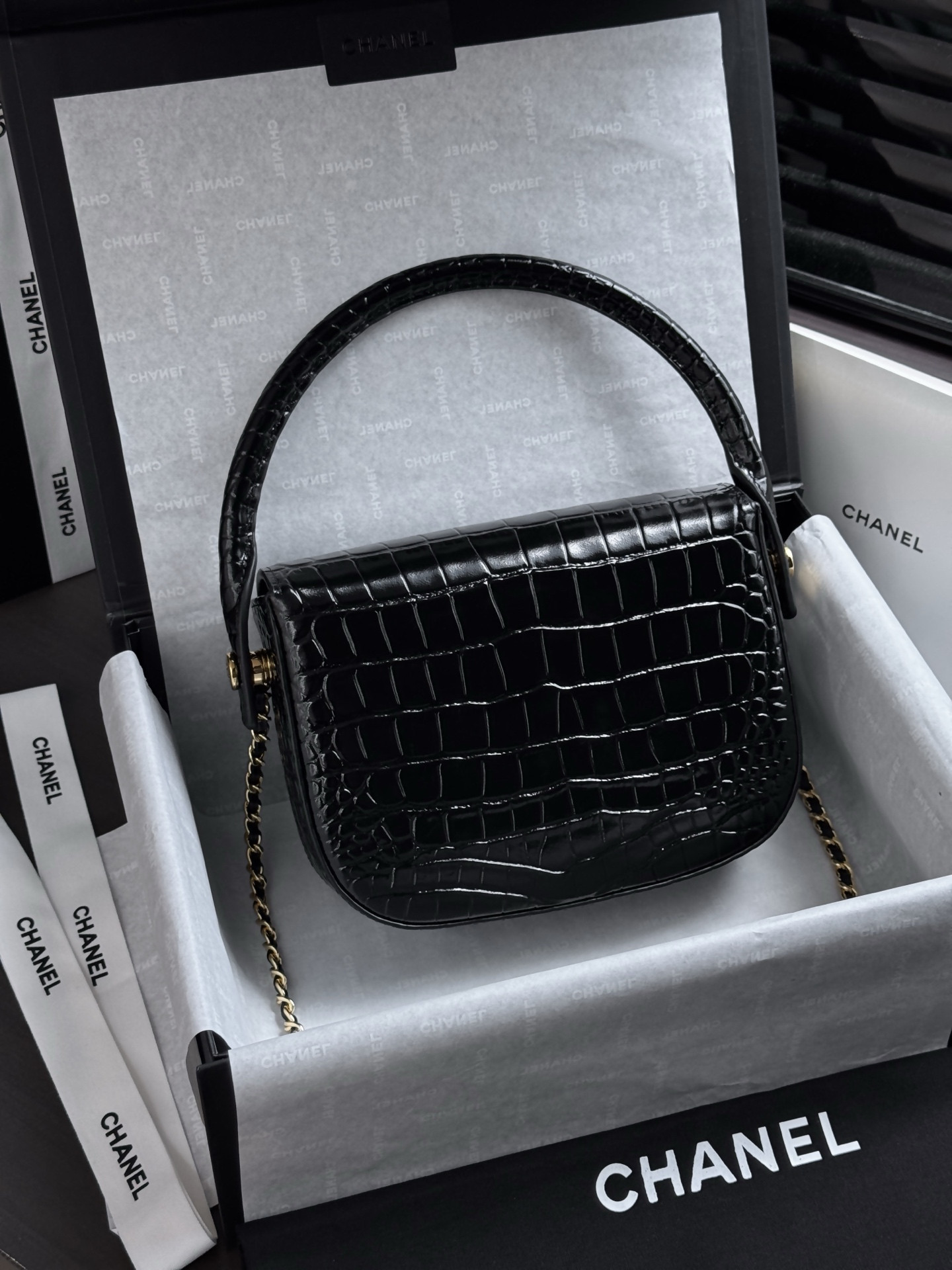Ch**el mini flap bag with handle as6424 14.5x19.5x5cm