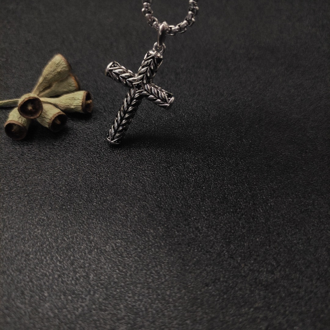 dau1d Yvrm*n cross necklace(chain length 50+5cm delay chain chain thickness 3mm)