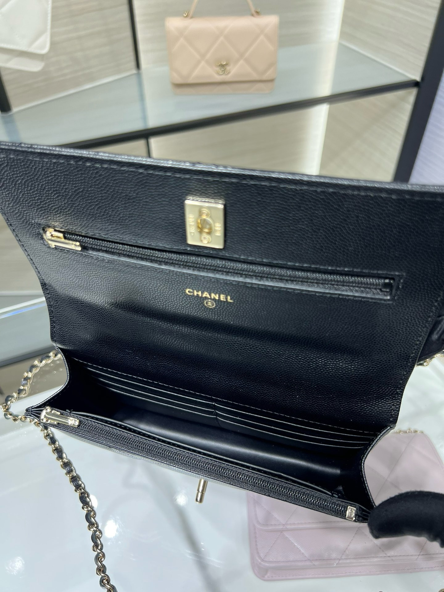 Ch**el flap bag with top handle 19x12x3.5cm