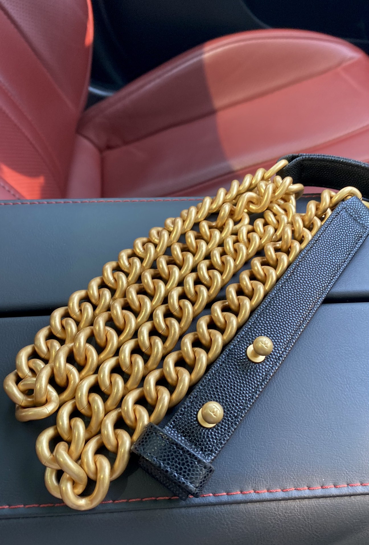 Ch**el small boy handbag a67085 12x20.5x8.5cm