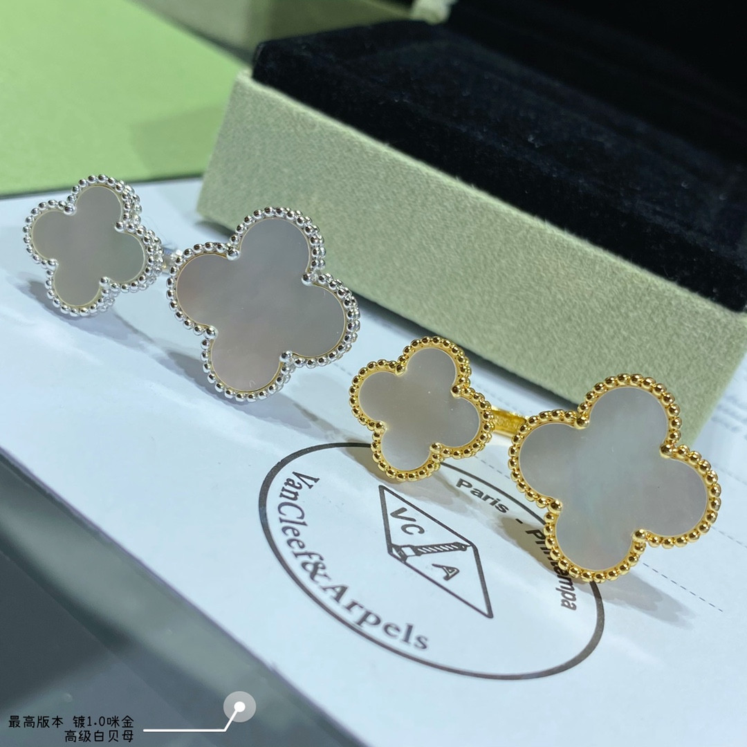 v*n cl**f & arpels four-leaf clover preM1vm white fritillary opening ring