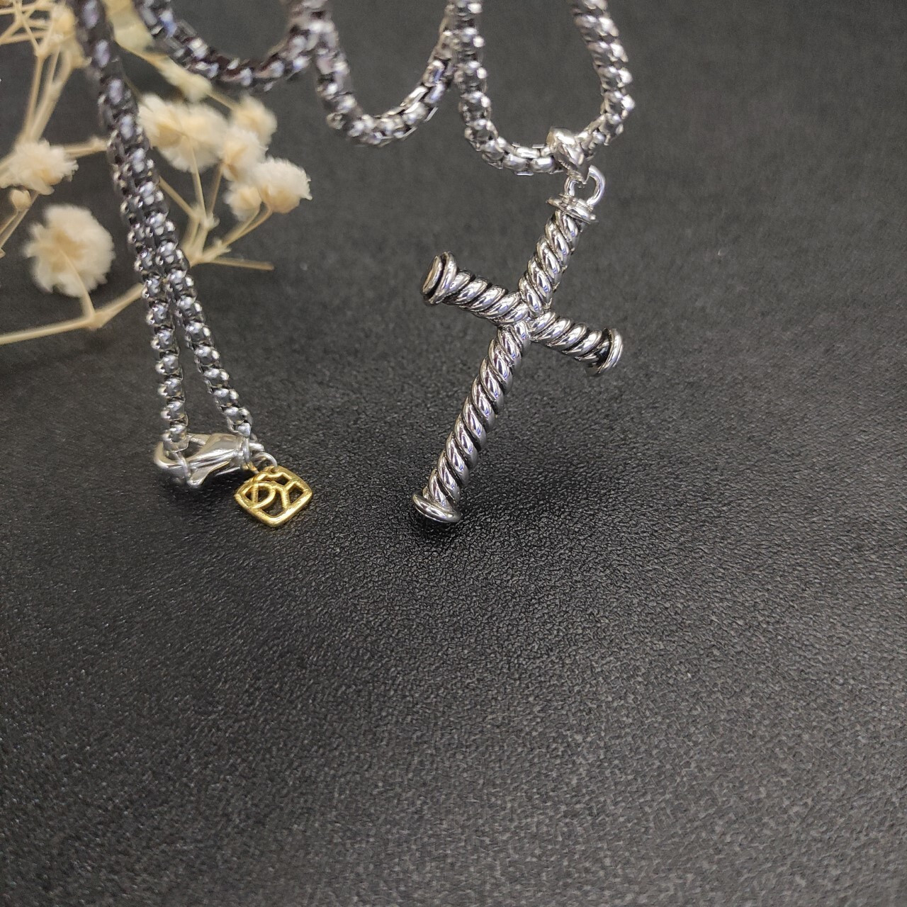 dau1d Yvrm*n cross necklace(chain length 50+5cm delay chain chain thickness 3mm)
