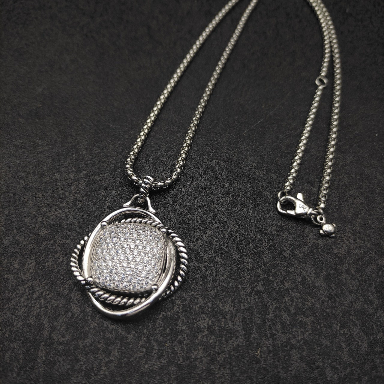 dau1d Yvrm*n 32mm square d1am0nd necklace(chain length 50+5cm delay chain chain thickness 3mm)