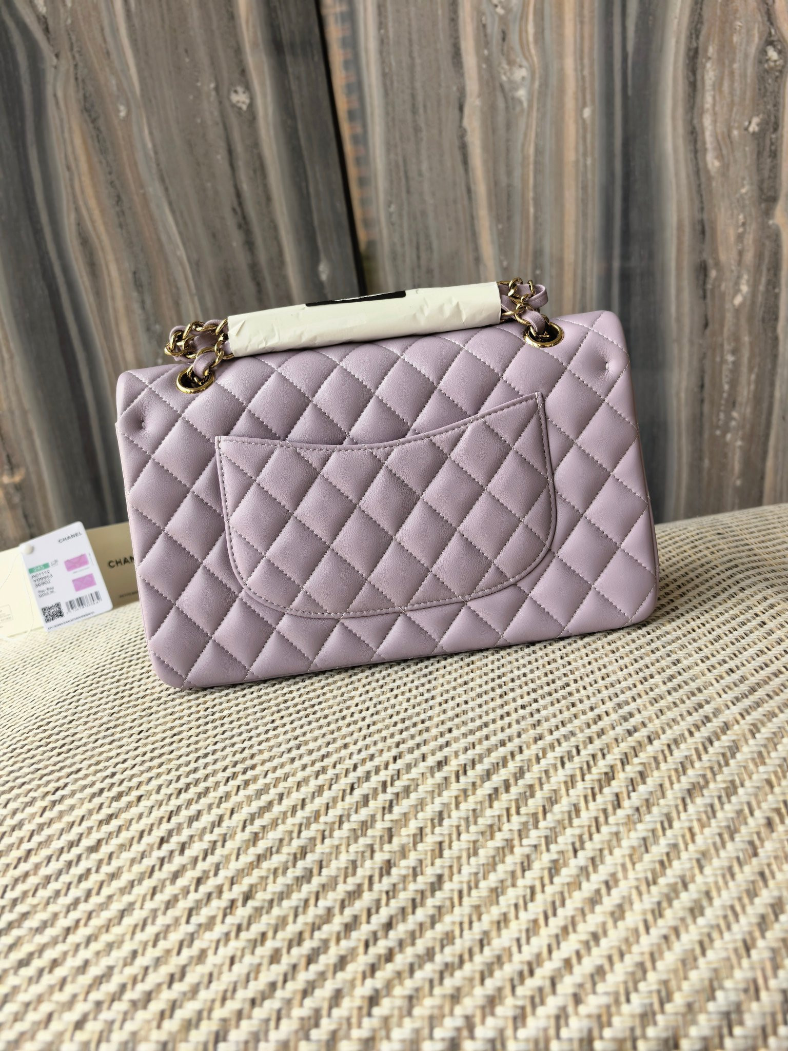Ch**el classic flap bag lavender with light gold hardware 15.5x25.5x6.5cm