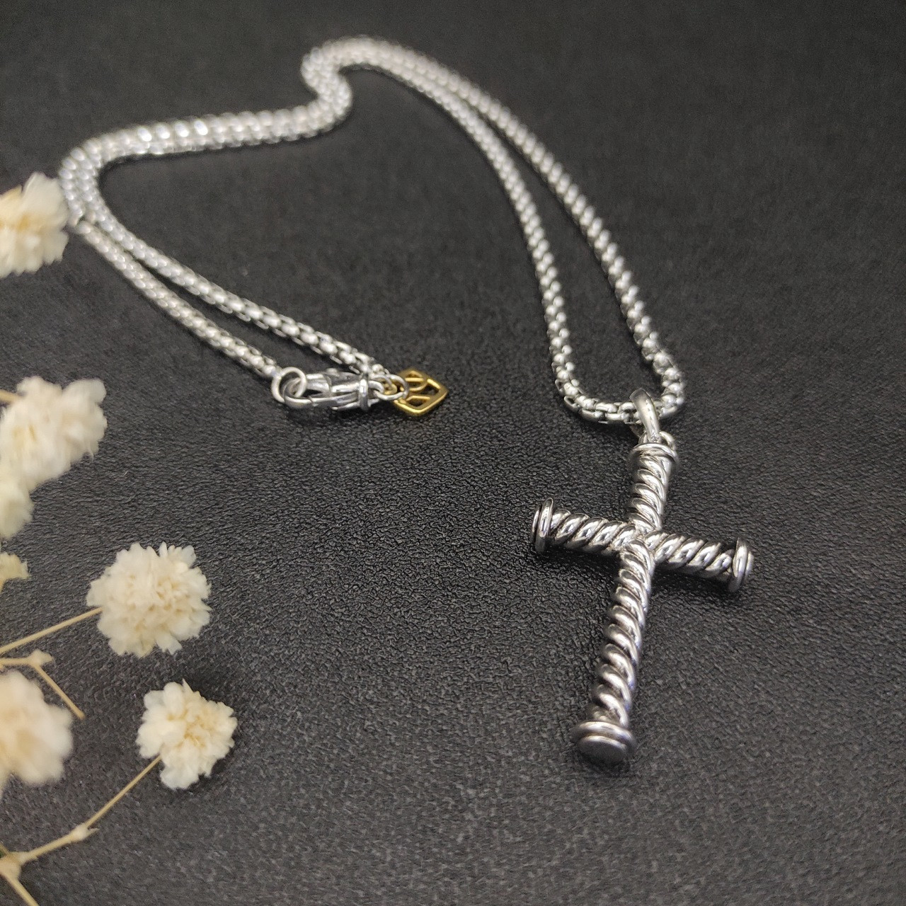 dau1d Yvrm*n cross necklace(chain length 50+5cm delay chain chain thickness 3mm)
