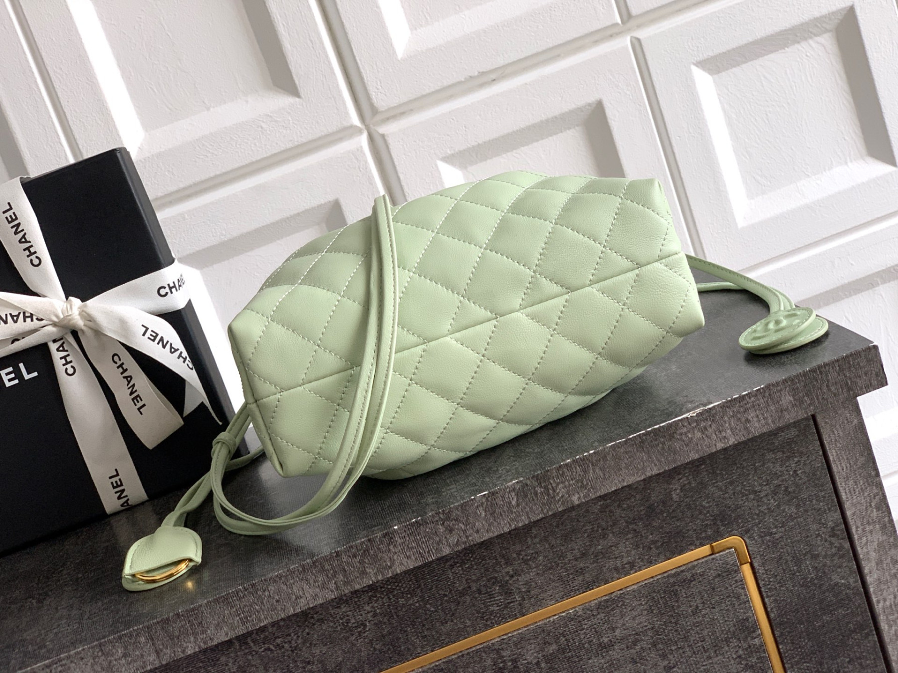 Ch**el clutch with leather strap ap5227 17x22x8cm