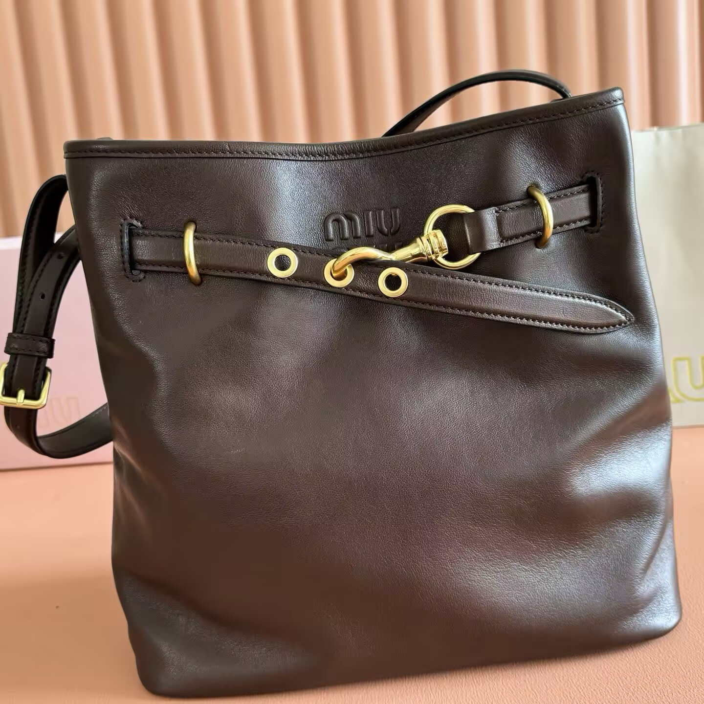 M1v M1v aventure nappa leather bucket bag 31x30x13cm