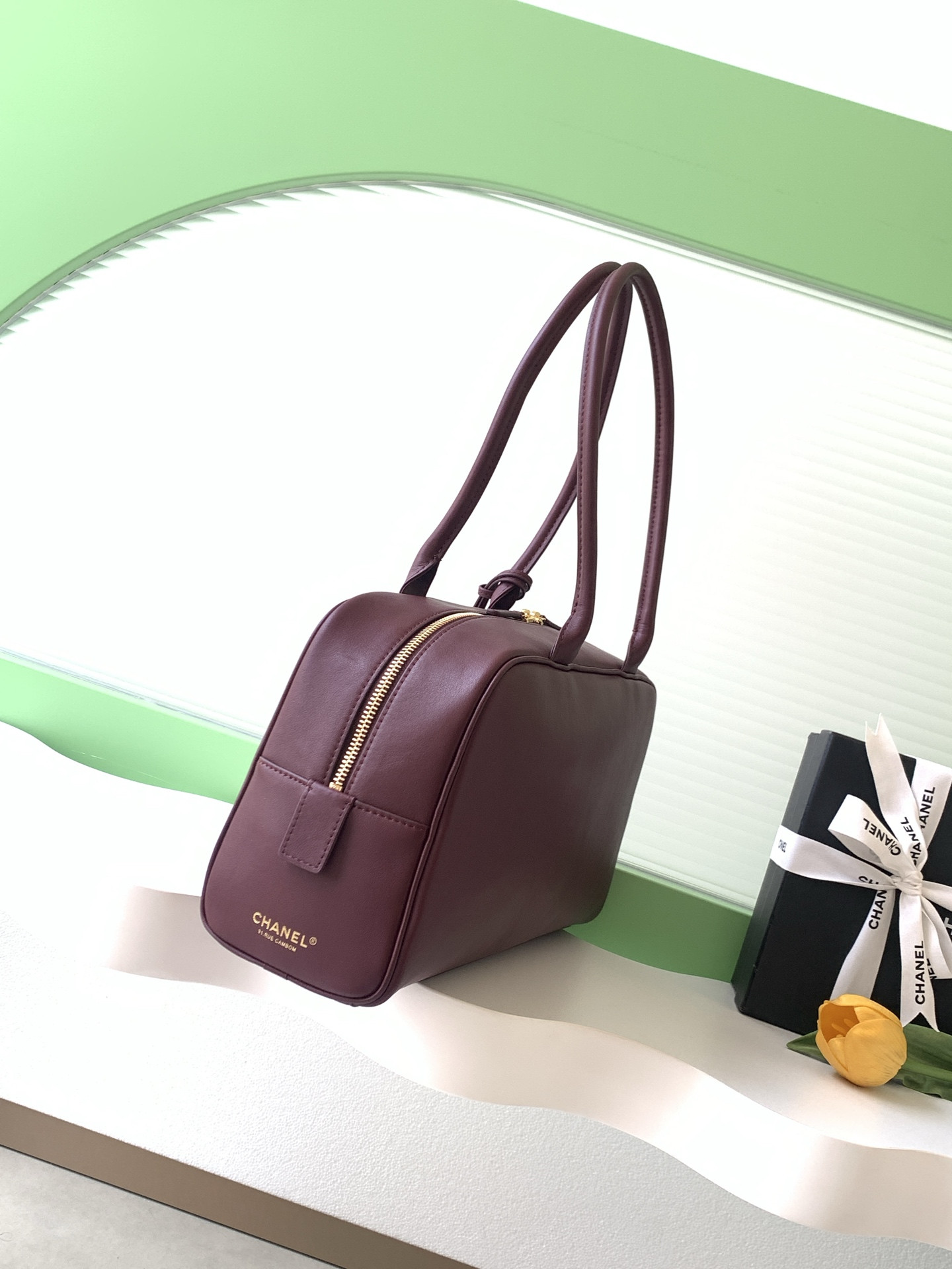 Ch**el large bowling bag as6211 19x35.5x12.5cm