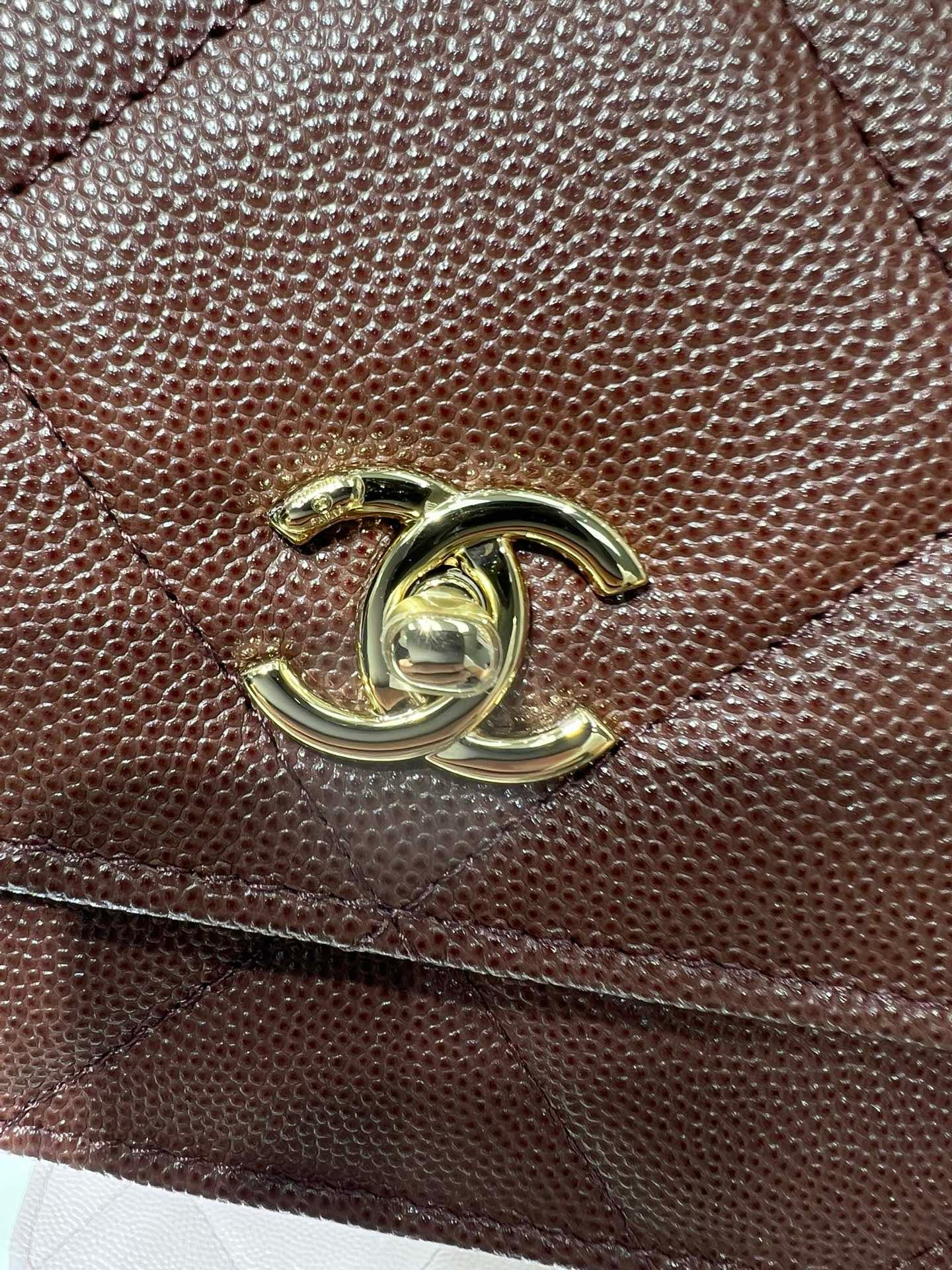 Ch**el flap bag with top handle wallet on chain 11x18.5x6cm
