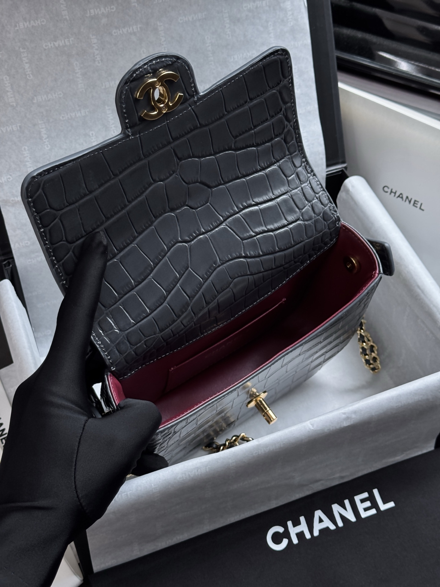 Ch**el mini flap bag with handle as6424 14.5x19.5x5cm