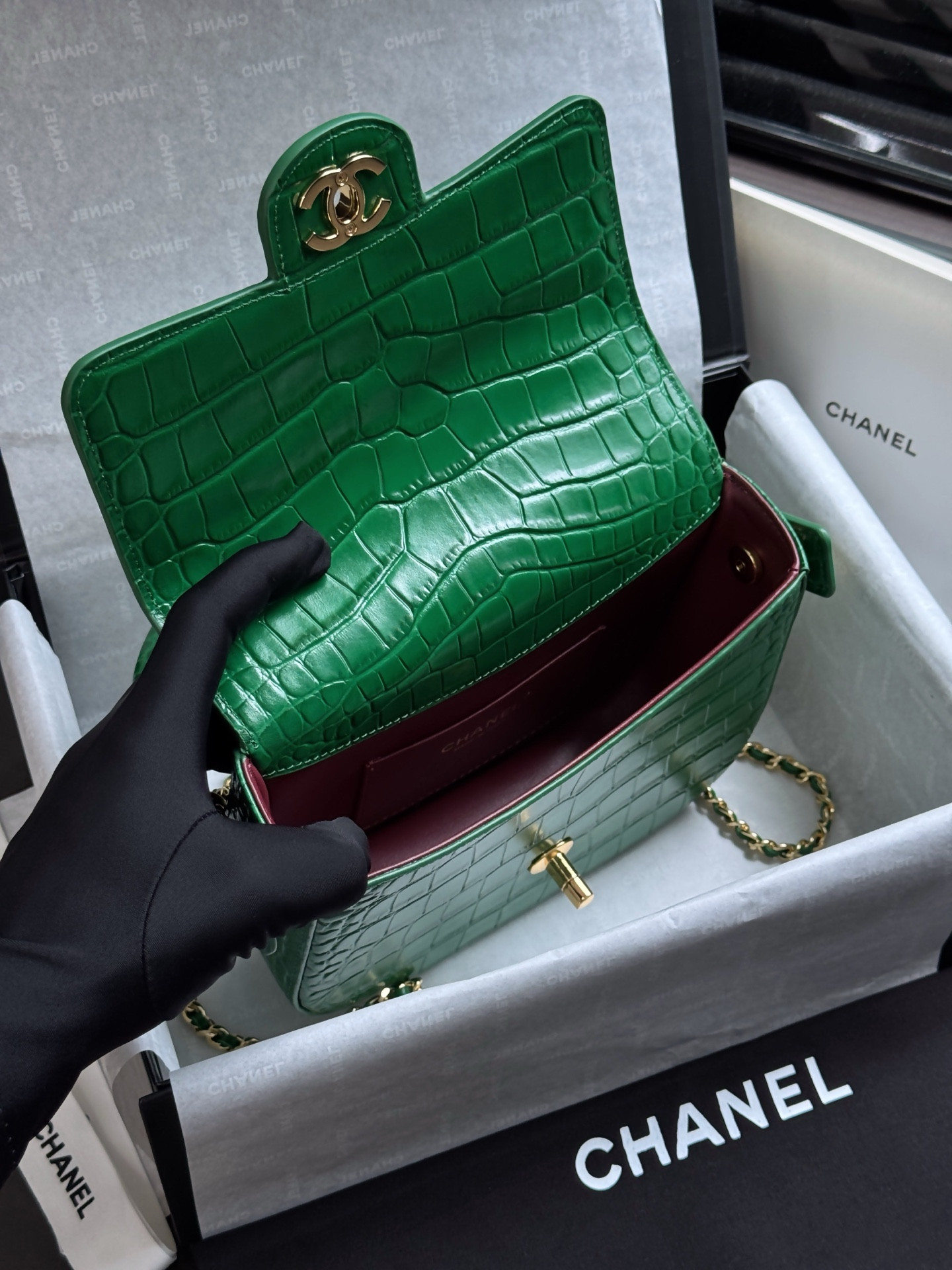 Ch**el mini flap bag with handle as6424 14.5x19.5x5cm