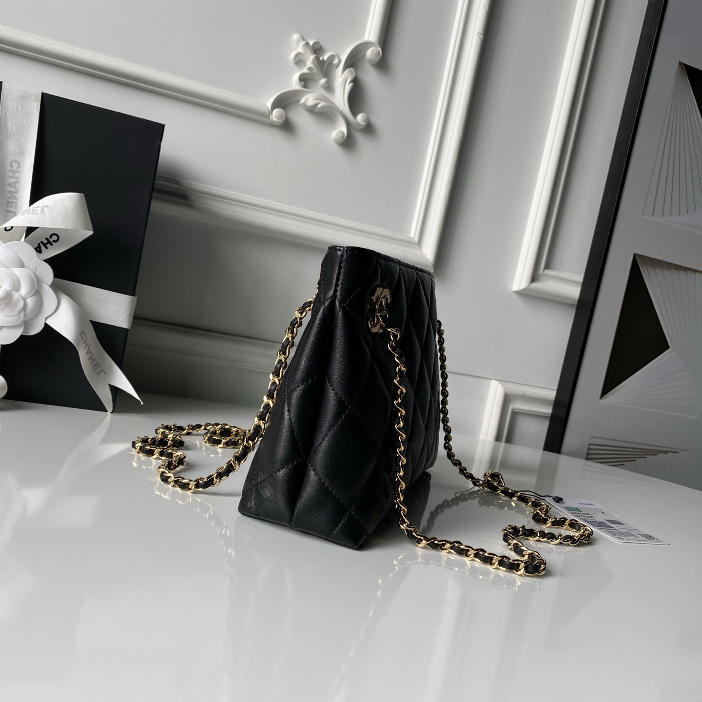 Ch**el chain shopping tote bag as6248 24.5x16x7.5cm