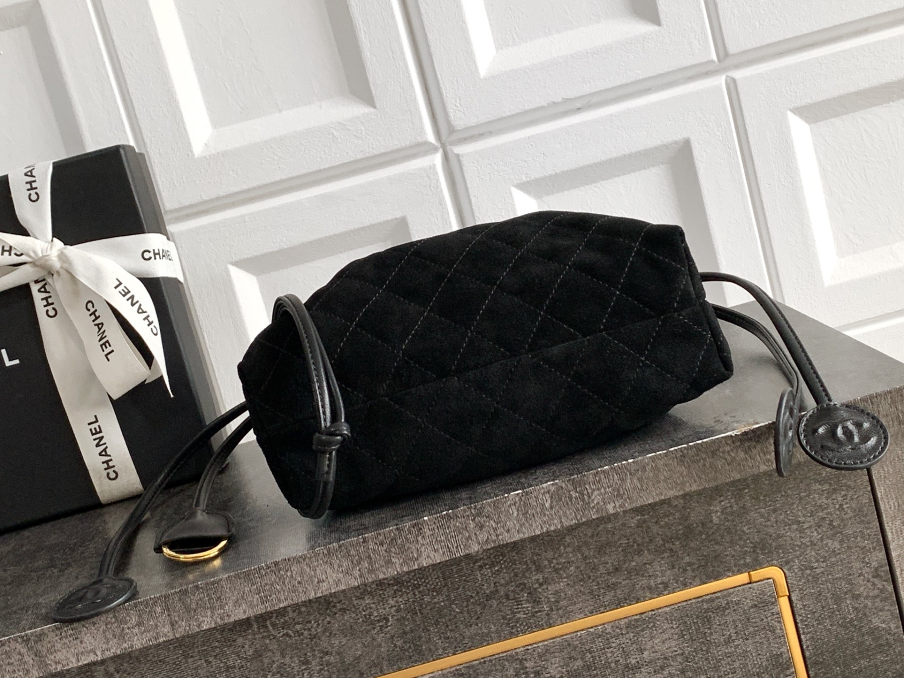 Ch**el clutch with leather strap ap5227 17x22x8cm