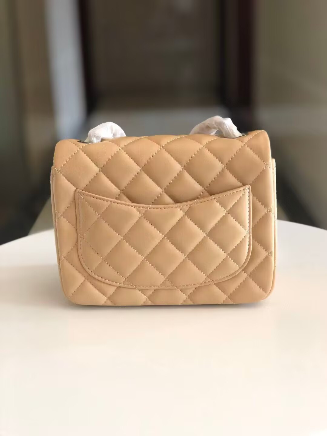Ch**el Mini Classic Handbag Lambskin & Silver-Tone Metal 13.5x 17x8cm